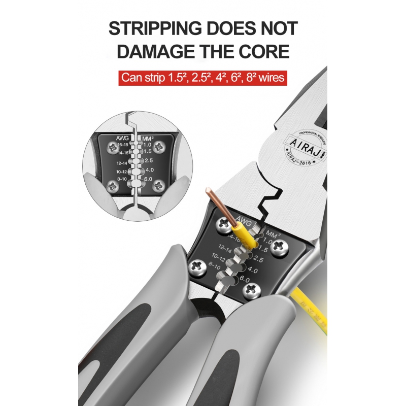 انبردست و سیم لخت کن حرفه ای سایز 9 اینچ AIRAJ مدل 2616 انبردست و سیم لخت کن حرفه ای سایز 9 اینچ AIRAJ مدل 2616